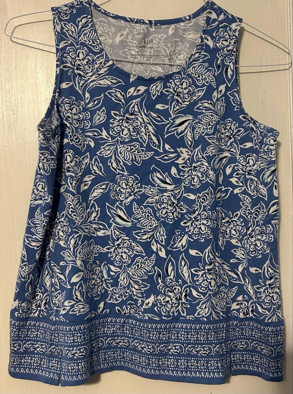 J. Jill Women’s Scoop Neck Tank blue pattern sleeveless size XS